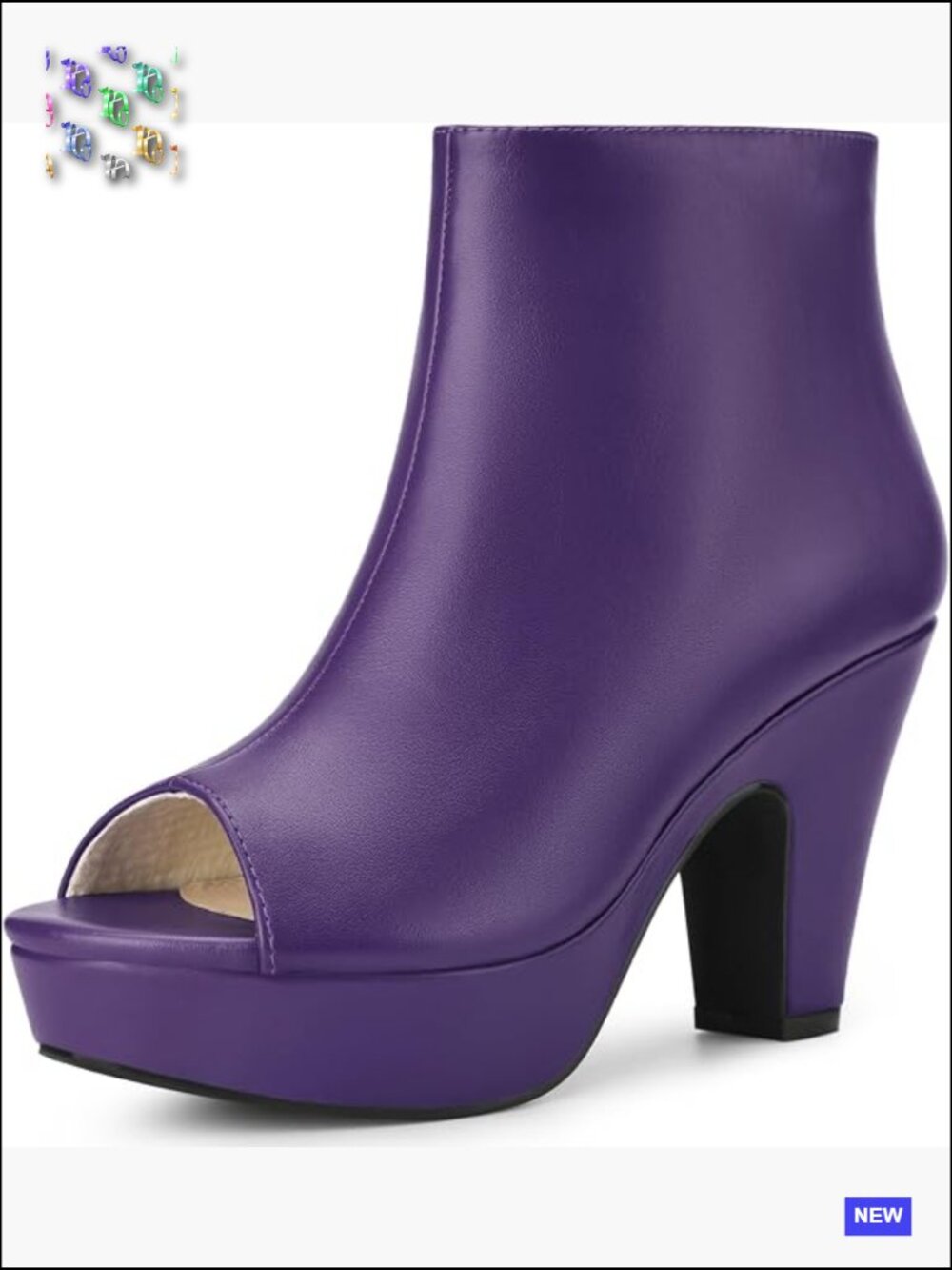 Peep Toe Ankle Boots Chunky Heel Platform Back Zip Booties